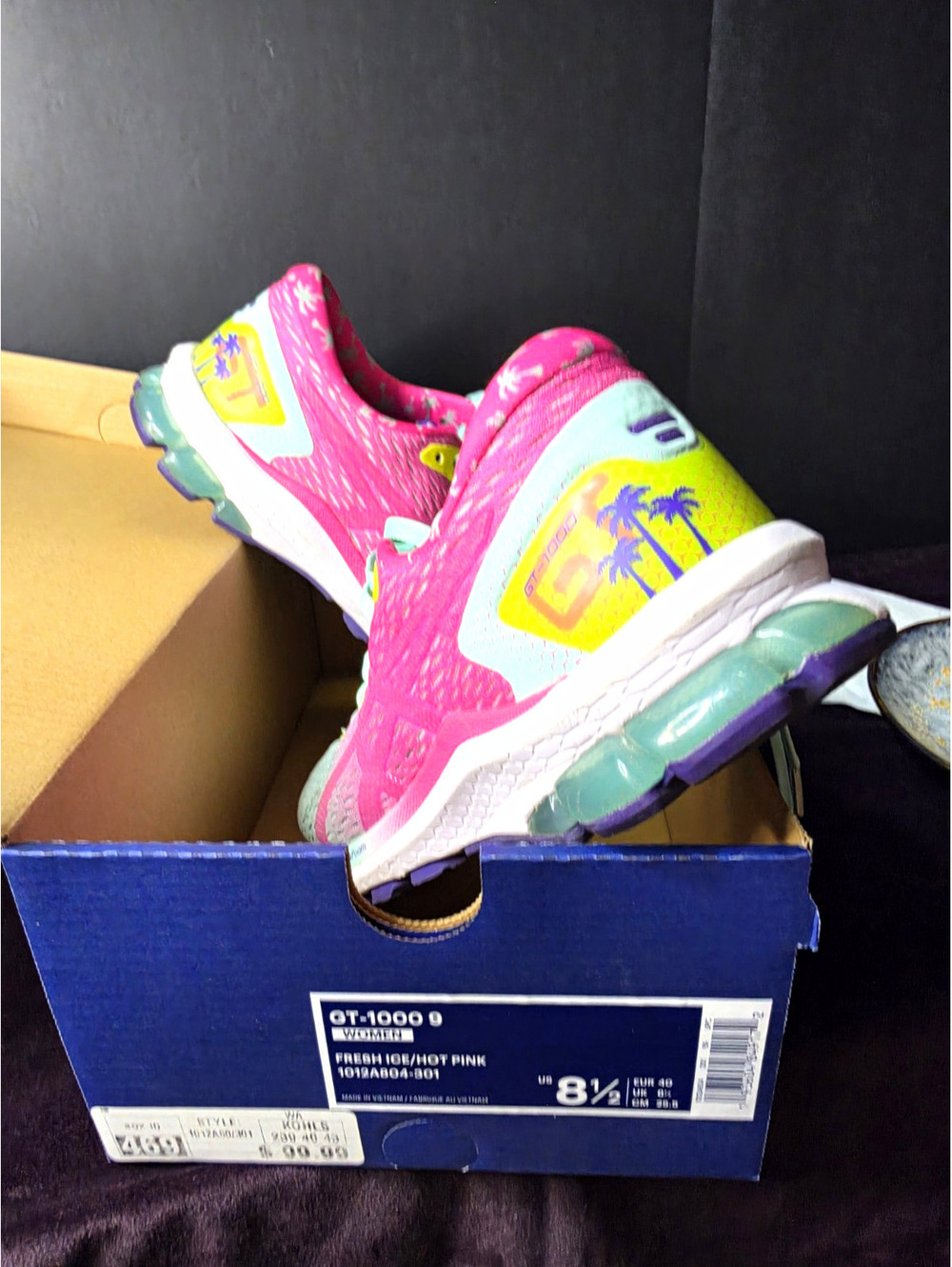 ASICS Girls Athletic Sneakers Pink/Mint/Yellow/Purple Lace Up Low Top US 8.5